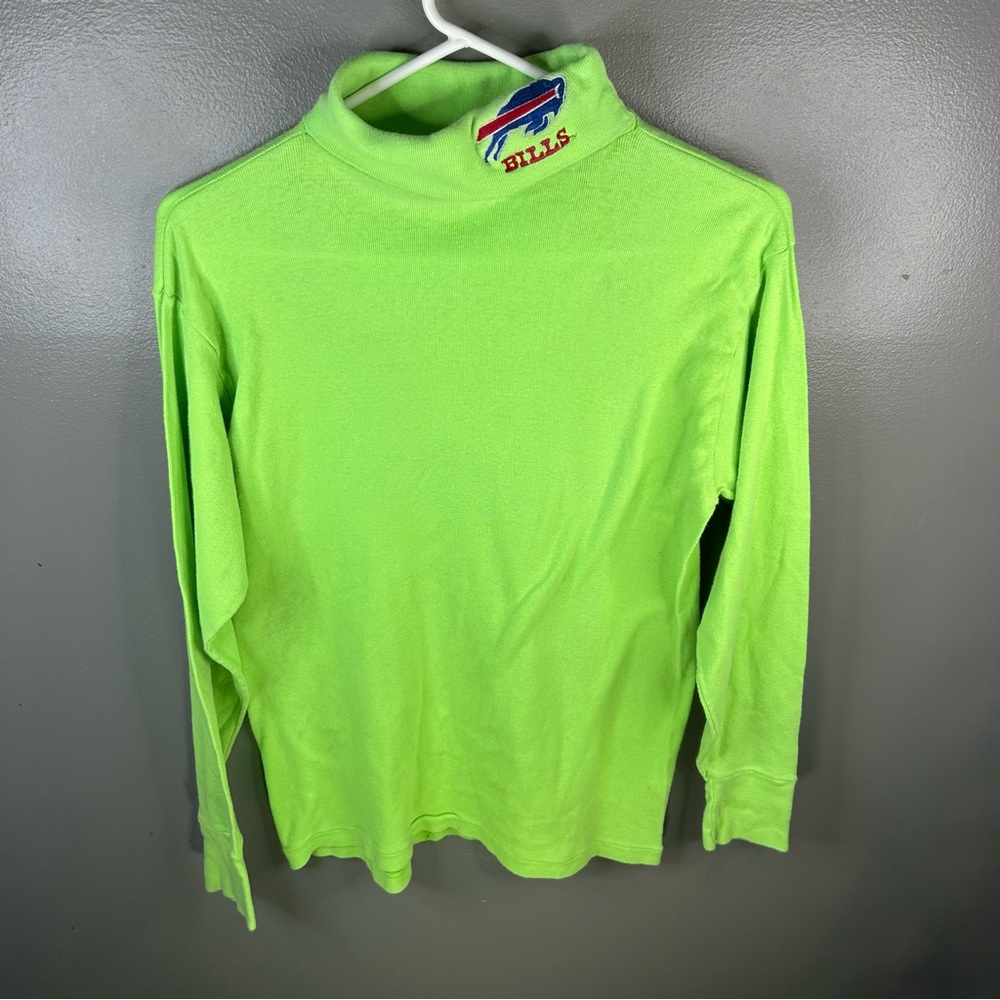 Vintage Buffalo Bills NFL Long Sleeve Green Turtleneck Shirt Size Medium